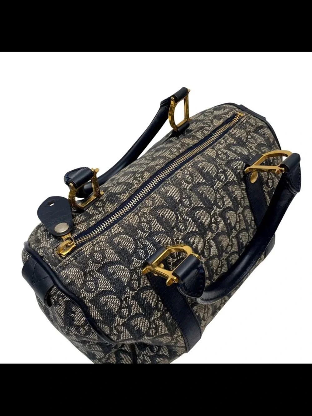 Dior Navy and Beige Monogram Satchel